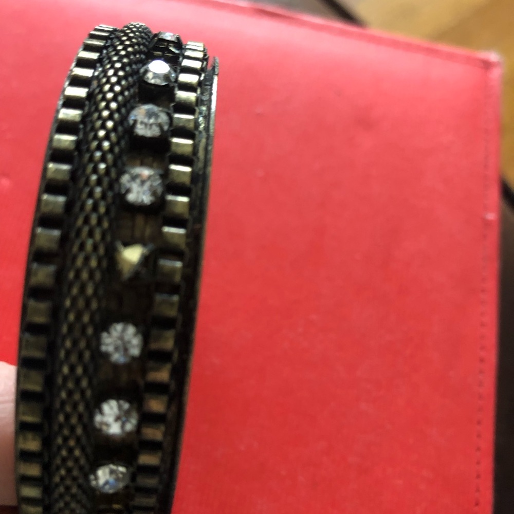 Black and Gold Bracelet with Rhinestones